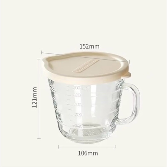 Glass Measuring Cup with Cream Lid - Picture 2 of 6
